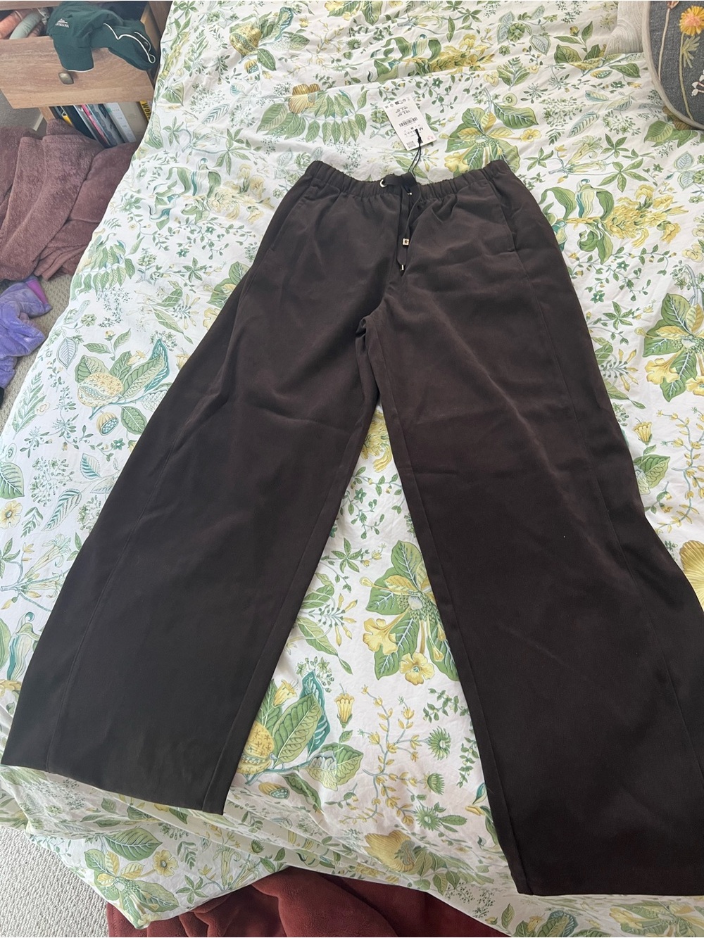 Zara brown Wide- Leg Drawstring Trousers